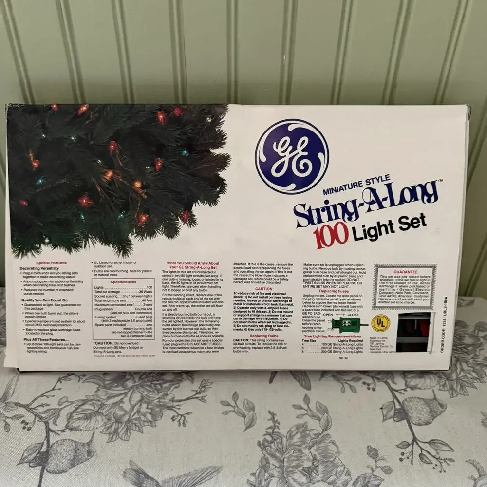 Vtg GE Christmas Lights 100 Miniature-Style Bulb Multi-Color NOS Lot 3 Mini New